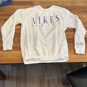 Comfort Colors Women's White and Purple Crew Neck Sweater